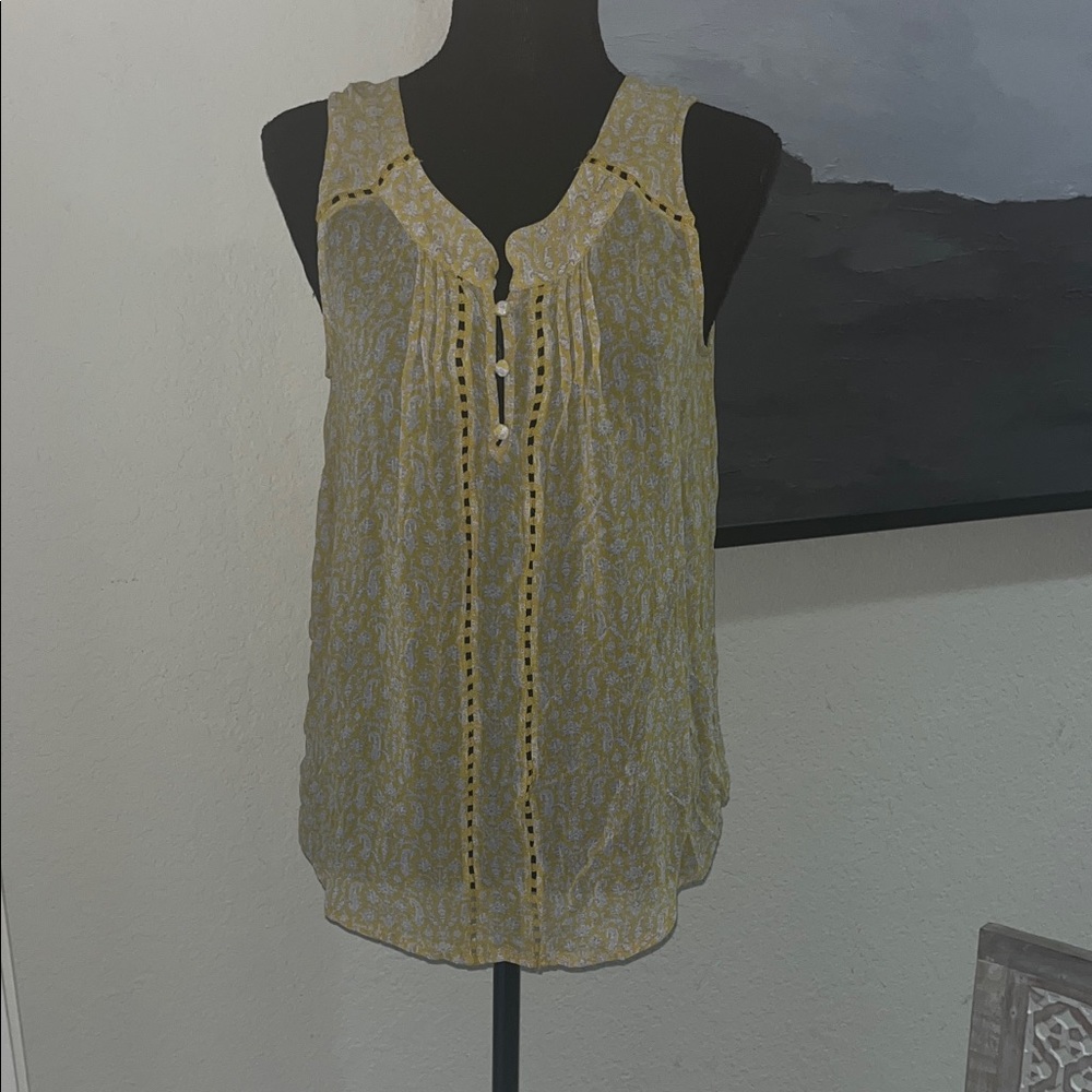 Lucky Brand Yellow Patterned Tank Top